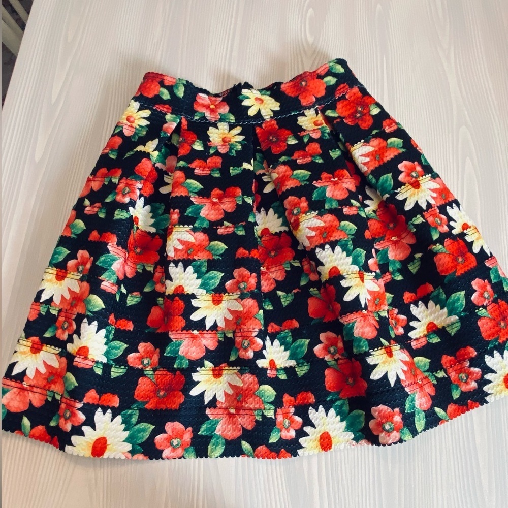 Gracia Floral Pleated Bandage Skirt Flared Maximalist Flowers Size L Large - Picture 3 of 6